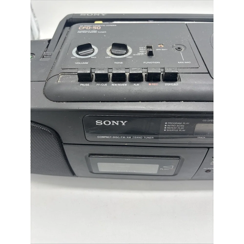 Sony CFD-50 Vintage CD Player  AM/FM Radio Tested. Tape Needs Repair